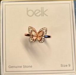 Beautiful Pink with Stones Butterfly Ring - size 8